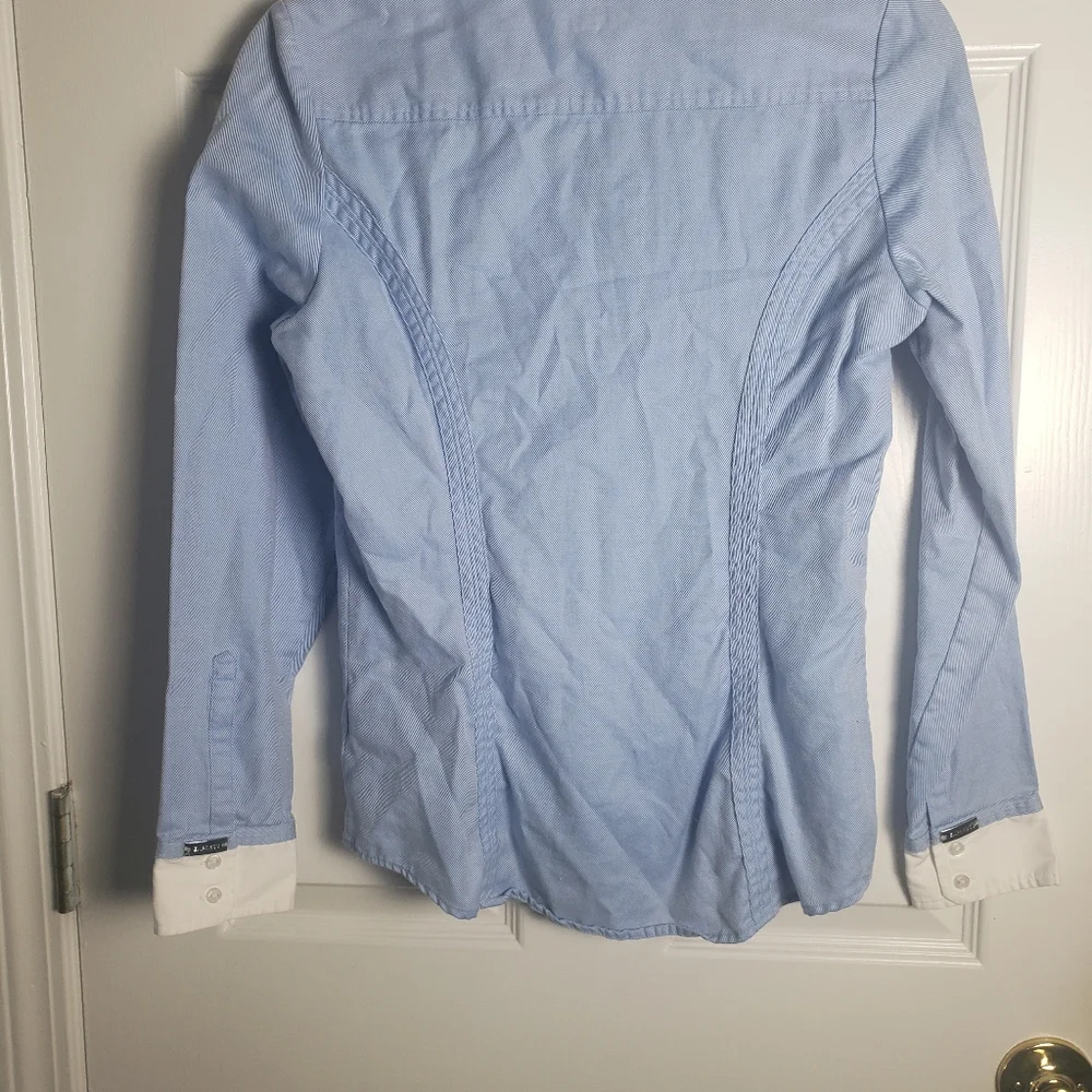 Express The Essential Shirt Blue and White Button Down - Picture 9 of 11